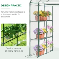 Outsunny Seră de Grădină, Seră în Aer Liber, Seră de Balcon cu Rafturi pentru Plante Legumicole, 1,43x1,43x1,95 m, Transparentă(m-7)