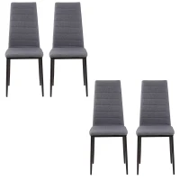HOMCOM High Back Dining Chairs Modern Upholstered Linen-Touch Fabric Accent Chairs with Metal Legs for Kitchen, Set of 4, Grey(m-11)