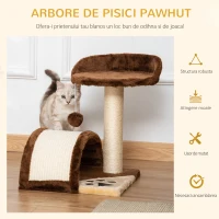 PawHut ansamblu de joaca pentru pisici, 36x36x44cm, maro(m-4)