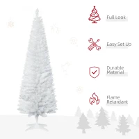 HOMCOM 6ft Unlit Artificial Christmas Tree, Pencil Slim Xmas Tree with Solid Stand and Realistic Branches, White(m-4)