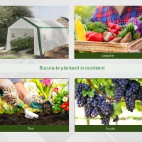 Outsunny sera de gradina cu 8 ferestre 600x300x240 cm, alba(m-7)