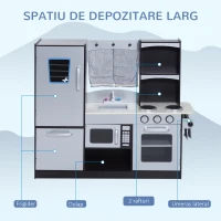 Homcom Bucatarie Jucarie Realistica cu Frigider Cuptor cu Microunde Aragaz si Chiuveta(m-5)