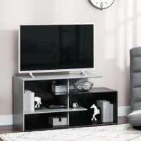 HOMCOM 120CM TV Stand Cabinet for TVs up to 55", TV Table with Open Storage Shelves for Living Room, Entertainment Room, Black and Grey(m-10)