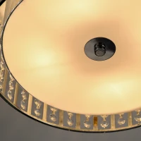 HOMCOM Modern K9 Crystal Chandelier Ceiling Light with Double Layer Lampshade, Round Pendant Light for Living Room, Bedroom, 4 G9 Bulbs Required, Φ35 cm(m-9)