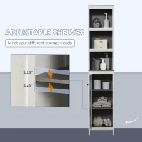 kleankin Tall Bathroom Storage Cabinet, Freestanding Tower Cabinet with 3 Open Shelves and Adjustable Shelf, Antique White(m-5)