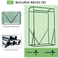 Outsunny Sera de gradina cu folie din PE, cadru din otel si usa tip rulou, 100x50x150c – Verde(m-7)