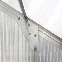 Outsunny 6 X 4ft Walk-In Lean to Greenhouse Garden Heavy Duty Aluminium Polycarbonate with Roof Vent for Plants Herbs Vegetables, Silver(m-14)