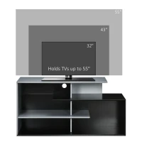 HOMCOM 120CM TV Stand Cabinet for TVs up to 55", TV Table with Open Storage Shelves for Living Room, Entertainment Room, Black and Grey(m-6)