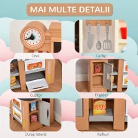 HOMCOM Bucatarie pentru Copii 3-6 Ani 58 Accesorii Aragaz cu Sunete si Chiuveta(m-7)