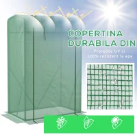 Outsunny Sera de gradina cu folie din PE, cadru din otel si usa tip rulou, 100x50x150c – Verde(m-4)