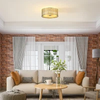 HOMCOM Modern K9 Crystal Chandelier Ceiling Light with Double Layer Lampshade, Round Pendant Light for Living Room, Bedroom, 4 G9 Bulbs Required, Φ35 cm(m-10)