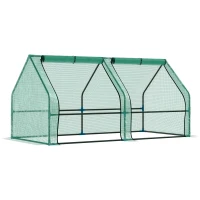 Outsunny Mini Small Greenhouse with Steel Frame & PE Cover & Zipped Window Poly tunnel Steeple for Plants Vegetables, 180 x 90 x 90 cm, Green(m-1)