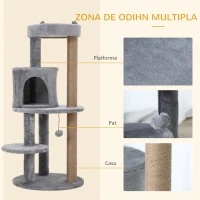 PawHut ansamblu pentru 1-2 pisici, 3 nivele, 48x48x104cm gri(m-6)