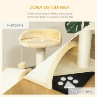 PawHut ansamblu de joaca pentru pisici, 36x36x44cm, bej(m-6)