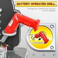 HOMCOM Kids Workbench and Construction Toy, Toddler Tools Workshop, Pretend Play, w/ Shelf Storage Box, Electric Drill, Aged 3-6 Years Old(m-6)