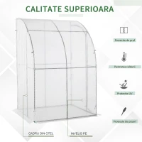 Outsunny Sera de Gradina de Perete pentru Plante si Flori Alb si Verde(m-5)