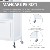 HOMCOM Mobiler de Bucătărie cu Roți, Suport de Pahare și Sticle din Bambus, 76x40x88cm(m-5)