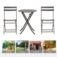 Outsunny Masuta cu Scaune pentru Gradina Pliabile din Otel Maro Set 3 piese(m-6)