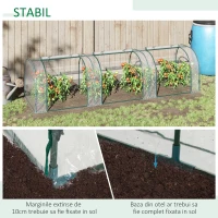 Outsunny sera de gradina, 3 porti, otel si PVC, 300x100x80cm(m-6)