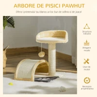 PawHut ansamblu de joaca pentru pisici, 36x36x44cm, bej(m-4)
