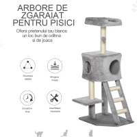 Pawhut Stalp Zgariat Pisici – Mai Multe Niveluri cu Cusca & Sisal(m-5)