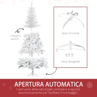 HOMCOM Albero di Natale Bianco con 550 Rami in PVC per Uso Interno, Ø102  x 180cm(m-6)