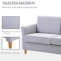 HOMCOM Loveseat Armchair, Grey, Linen Upholstery, Modern Style,  w/Armrest(m-5)