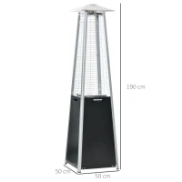 Outsunny 11.2KW Outdoor Patio Gas Heater Freestanding Pyramid Propane Heater Garden Tower Heater with Wheels, Dust Cover, Regulator and Hose, Black, 50 x 50 x 190cm(m-3)