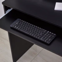 HOMCOM Computer Desk with Sliding Keyboard Tray Storage Drawer Shelf Home Office Workstation Black(m-8)