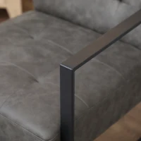 HOMCOM Sessel, Stuhl, modernes Design, Knopfverzierung, Stahlrahmen, dicke Polsterung, dunkelgrau, 62 x 77 x 84cm(m-7)