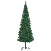 HOMCOM Albero di Natale Slim Artificiale 210 cm con Rami Realistici, Albero di Natale Alto e Stretto con Base Pieghevole, Verde(m-1)