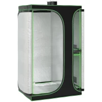 Outsunny Mylar Hydroponic Grow Tent with Adjustable Vents and Floor Tray for Indoor Plant Growing 120 x 90 x 200cm(m-1)