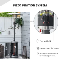Outsunny 12.5KW Outdoor Gas Patio Heater Standing Propane Heater w/ Wheels Dust Cover(m-6)