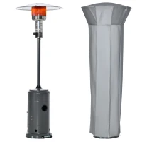 Outsunny 12.5KW Outdoor Gas Patio Heater Standing Propane Heater w/ Wheels Dust Cover(m-1)