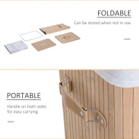 HOMCOM Cos de rufe din bambus cu capac si geanta detasabila din material, 40x30x60cm, natural(m-4)
