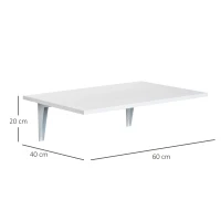 HOMCOM Mesa Dobrável de Parede Mesa Auxiliar Suspensa para Cozinha Sala de Jantar 60x40x20cm Branco(m-3)