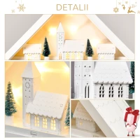 HOMCOM Calendar de Advent din Lemn 24 de Sertare Satul de Craciun cu Brazi si Lumini(m-6)