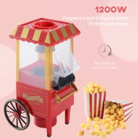 HOMCOM Máquina de Pipocas Máquina de Fazer Pipocas Estilo Vintage Portátil 1200W 22x19239cm Vermelha(m-7)