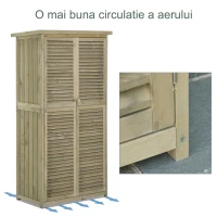 Outsunny Casuta Lemn Brad – 4 Compartimente, Depozit Gradina(m-7)