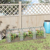 Outsunny Mini Greenhouse, Small Polytunnel Green House with Zipped Doors, Steel Frame for Garden Patio, 295 x 100 x 80cm, Clear(m-11)