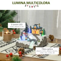 HOMCOM Sat de Craciun Luminos cu Miscare si 8 Melodii, Decoratiune de Craciun cu Lumini LED, Fibre Optice si Patinatori(m-5)