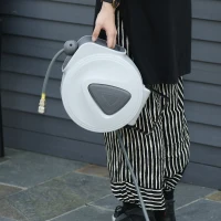 DURHAND Retractable Air Hose Reel 10m+ 90cm Hose Diameter 3/ 8" 9.5mm, Hose Connector 1/ 4" BSP, Wall Mount Auto Rewind Hose- Reel(m-12)