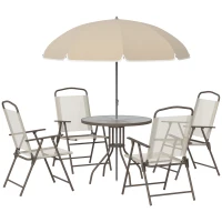 Outsunny Set Mobilier de Gradina cu Tuburi Otel 6 bucati, crem(m-1)