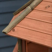 PawHut Wooden Bird Table Bird Feeding Station Playstand with Roof 130Hcm for Outdoor Brown(m-10)