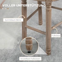 HOMCOM Barhocker in Vintage-Design, mit Fußstütze und Nivilierfüßen, 50 cm x 54 cm x 119 cm, Braun + Cremeweiß(m-5)