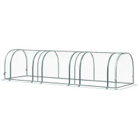 Outsunny Mini Greenhouse, Small Polytunnel Green House with Zipped Doors, Steel Frame for Garden Patio, 295 x 100 x 80cm, Clear(m-1)