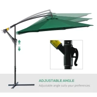 Outsunny Umbrela laterala din metal, verde, 3m(m-5)