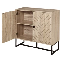 HOMCOM Steel Frame MDF 2-Tier Storage Cabinet Oak Tone(m-12)