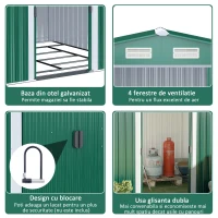 Outsunny Dulap pentru Ustensile de Gradina din Latime din Otel, 246 x 192.5 x 177.5 cm, Verde(m-4)