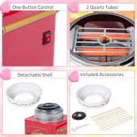 HOMCOM Electric Candy Floss Machine, 450W-Red(m-7)